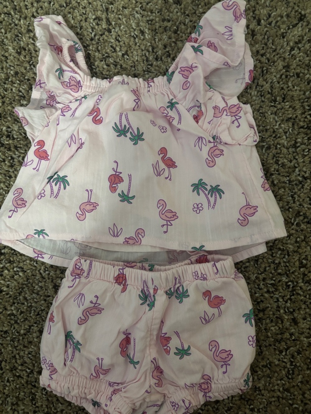 Jumping Beans NB Pink Flamingo Print Baby Two-Piece Set - Picture 4 of 4